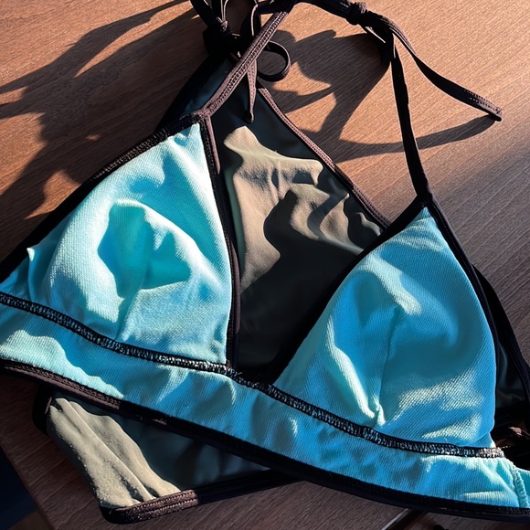 Women’s Olive Triangle Xhilaration Bikini with Full Coverage Bottoms - Picture 5 of 5